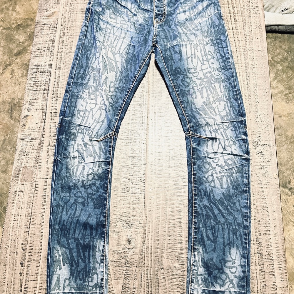 Rutherford Blue Graphic Men's Skinny Jeans